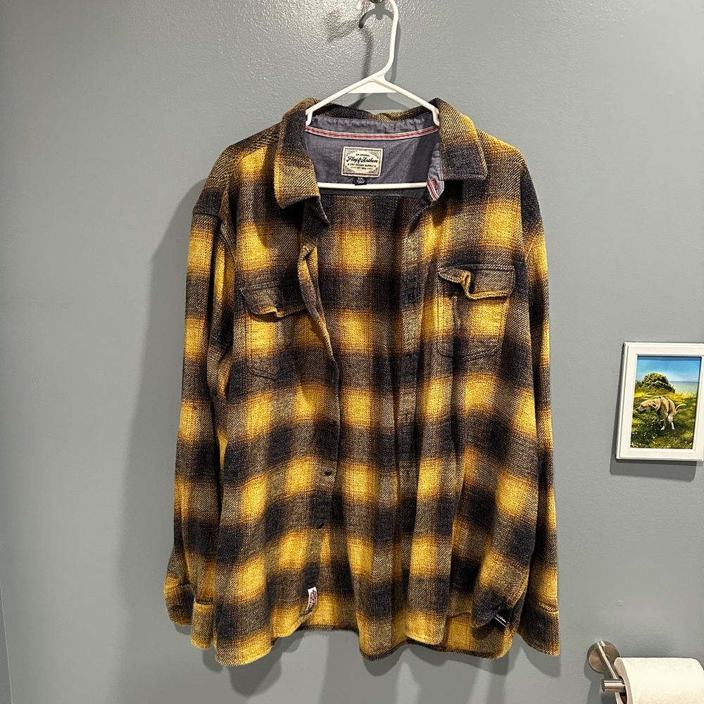 American Rag Yellow and Black Plaid Shirt